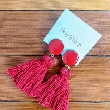 Red Tassel Earrings by BTvintageclothes