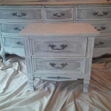 Nightstand Accent Table Vintage Wood Bedside Table Poppy Cottage Custom PAINT to ORDER Painted Furniture 