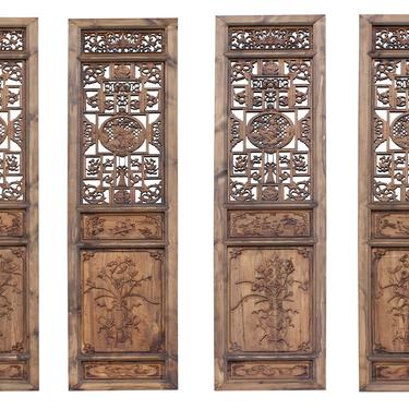 Set of 4 Vintage Chinese Eight Immortal Theme Wood Tall Panel Screen Divider cs3093E 