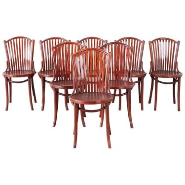 Set of Eight Thonet Style Bentwood Cafe Bistro Chairs by ErinLaneEstate