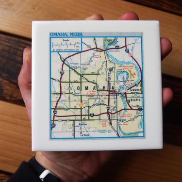 1981 Omaha Nebraska Map Coaster. Omaha Map Vintage. Nebraska Décor. Midwest Map. US Travel Gift. City Map Coasters. Nebraska Gift. 1980s Map 