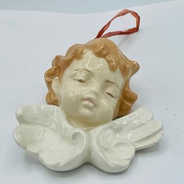 Vintage Angel Ceramic Christmas Ornament Figurine Signed 