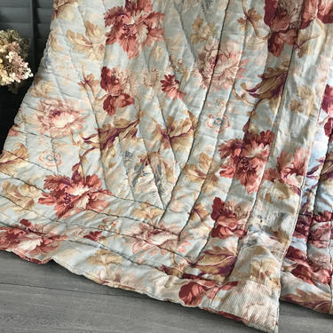 Antique French Quilt, Floral Coverlet, Cotton Boutis Blanket, Comforter, Bedspread, French Farmhouse Bedding 