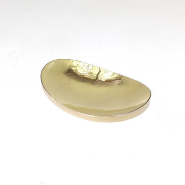 Mid Century Modern 1950's Ring Dish Jewelry Necklace Watch Hammered Brass Polished Oval Shape Soap Q-tips Trinket Holder Bracelet Cuff Links 