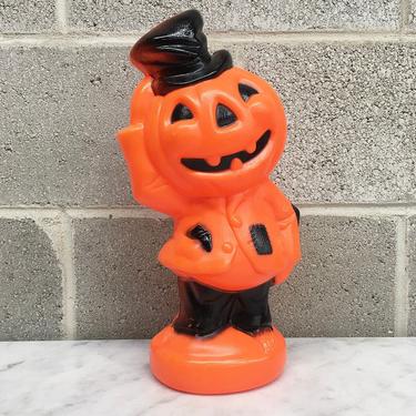 Vintage Blow Mold Retro 1960s Halloween + Empire + Pumpkin Man + Tabletop + Spooky + Plastic + Home and Lawn Decoration 