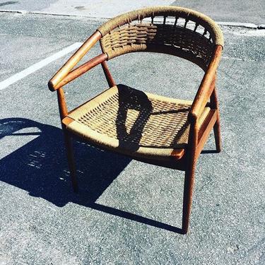 Midcentury bentwood and rope armchair. Made in Portugal.