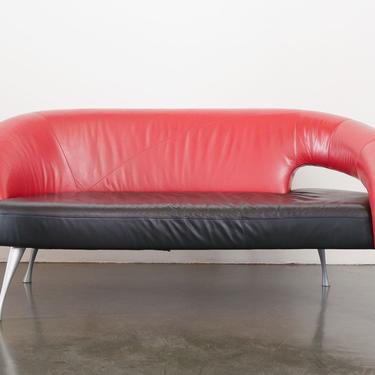 Post Modern Italian Leather Sofa  / Couch / Loveseat by HomesteadSeattle
