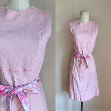 Vintage 1960s Pink Shift Dress / XS-S 