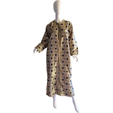 60s Metallic Brocade Caftan Dress / Vintage Moroccan Kimono Dress / 1970s Gold Lame Kimono Kaftan XL 