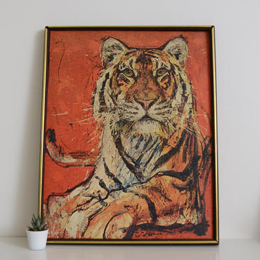 orange tiger print on canvas 