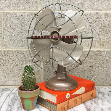 Vintage Westinghouse Fan 1960s Retro 12&amp;quot; Metal Table Fan + Electronic + One Speed + Oscillating + Art Deco Style + Home Decor + Cooling Fan 