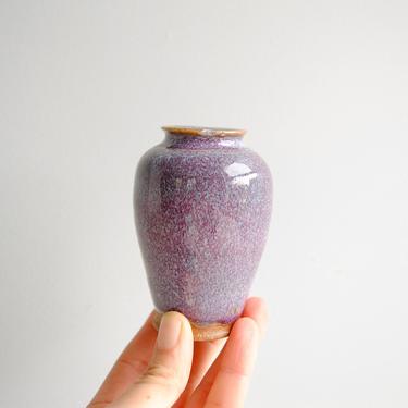 Vintage Tiny Hand Thrown Purple Pottery Vase, Miniature Vase 