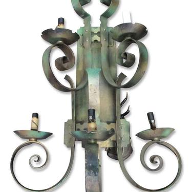 Antique Arts & Crafts 5 Arm Iron Wall Sconce