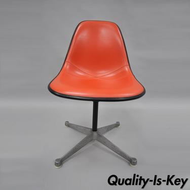 Vintage Herman Miller Eames Fiberglass Shell Swivel Chair Office Desk Red Vinyl