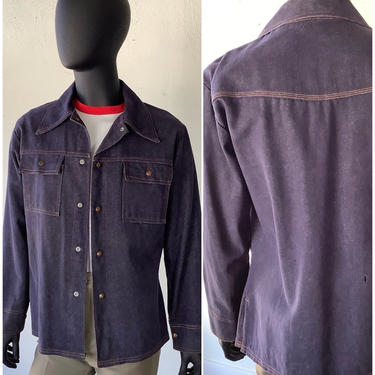 50s / 60s / Union Made Shirt / Denim Chore Shirt / Workwear / Steiner Industries /  Snap Button Dark Jean Shirt / 40 / medium 