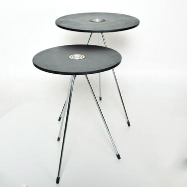 Mid Century Modern Mexican Round Nesting Tables in Black 