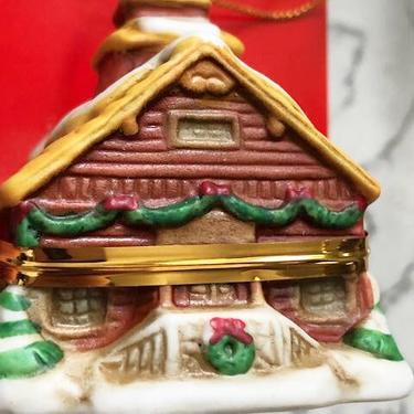 Vintage Lefton Porcelain House with Wreath Hanging Christmas Ornament by LeChalet