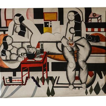 Mid Century Painting After Fernand Leger by Marykaysfurniture