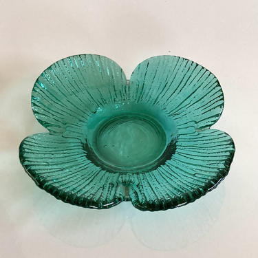Blenko 631 petal bowl in seafoam handblown glass 