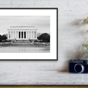 Black White Washington DC Photo, Lincoln Memorial Print, Washington DC Print, Lincoln Memorial Photo, National Mall, DC Travel Photography 