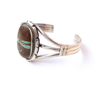 ROMANCING The STONE Boulder Silver And Sterling Turquoise Cuff | AL Bracelet | Navajo Native American Indian Style Southwestern Boho Jewelry 