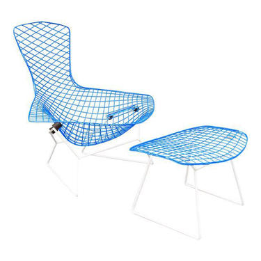 Vintage Mid Century Modern &amp;quot;Bird&amp;quot; Chair &amp; Ottoma by H. Bertoia for Knoll 