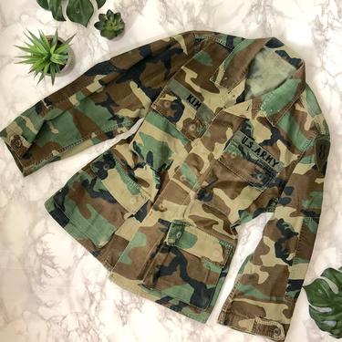 Vintage 1980's Camouflage Army Jacket / Size Small / Retro, US Army, Uniform / Long Sleeved 