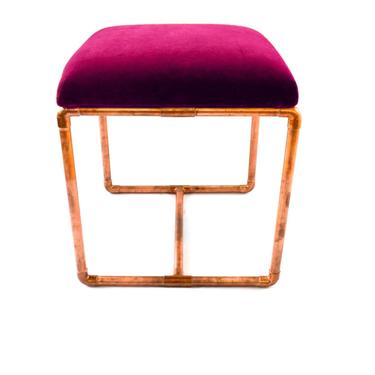 Velvet Bench with Copper Base ( Black Owned Luxury Furniture Designer Details) 