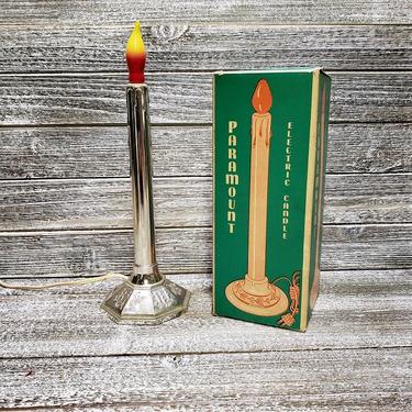 Vintage Electric Christmas Candle, Paramount Candle Light #125 in Box, Shiny Gold Candolier, Indoor Window Christmas Decor, Vintage Holiday 
