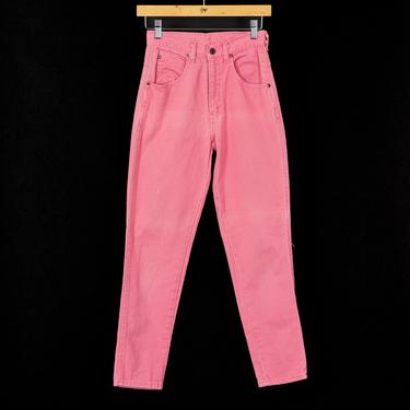 Vintage Pink High Waist Jeans - Petite XS, 24&amp;quot; | 90s Women's Denim Tapered Leg Mom Jeans 