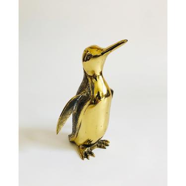 Large Vintage Brass Penguin 