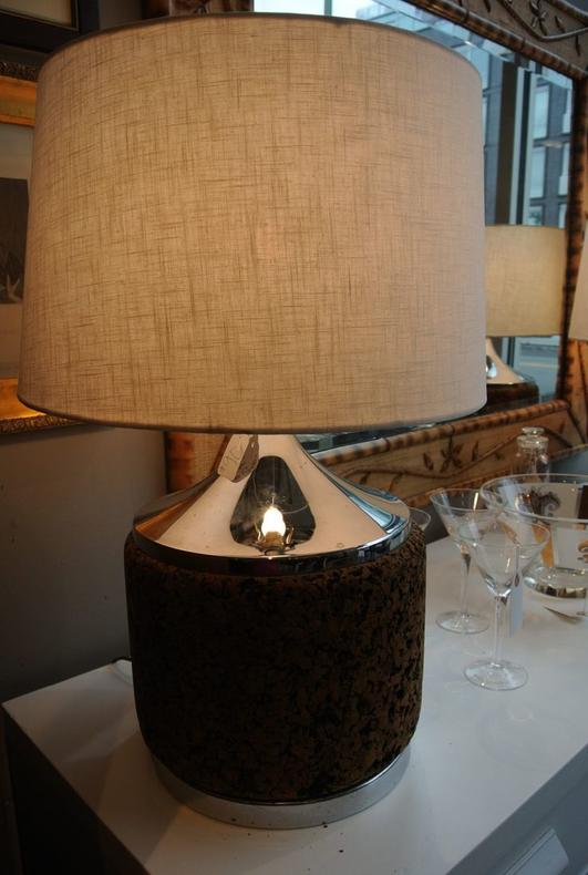 Cork and chrome lamp