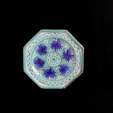 Vintage Hand Painted Art Ceramic Pottery 10" x 10" Octagonal Plate by Robert Picault Vallauris France Circa 1950s French 