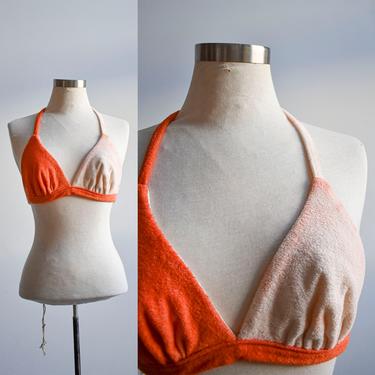 70s Peach Terrycloth Bikini Top 