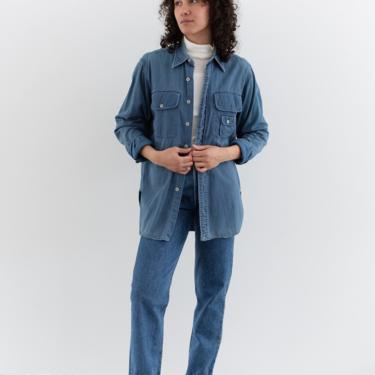Vintage Faded Blue Polo Ralph Lauren Long Sleeve Shirt | Unisex Simple Cotton Work Blouse | M | 