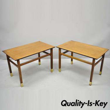 Pair of Mid Century Modern Walnut &amp; Brass American of Martinsville End Tables