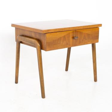 Lane Harlequin Mid Century Inlaid Walnut Side Table Nightstand - mcm 
