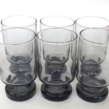 Vintage Mod Smoke Glass Gray Juice Glasses From the 1970s Set of 6 