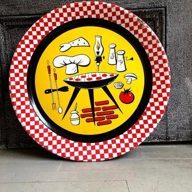 Vintage 1950s Metal BBQ Tray with Fabulous Illustrations Graphics 