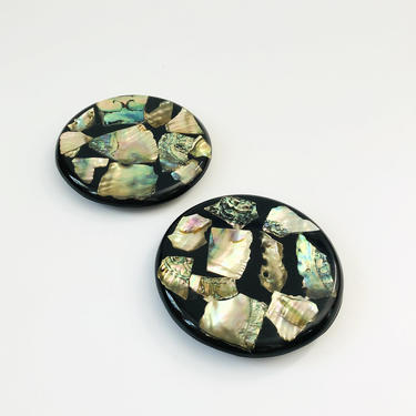 Pair of Mid Century Abalone Shell Trivets 