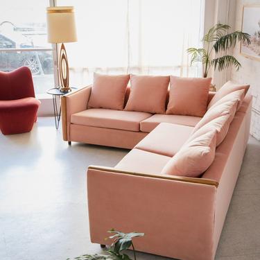 Vintage Pink Velvet Sleeper Sofa