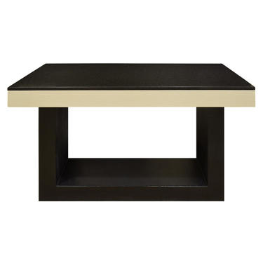 Custom Design Console Table In Lacquered Linen with Black Granite Top 1970s