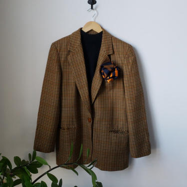 Vintage Wool Houndstooth Oversized Blazer Jacket| JH Collections Blazer| Menswear 100% Wool Blazer 