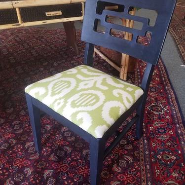                  Gorgeous Navy Blue, Reclaimed and Newly Upholstered chair