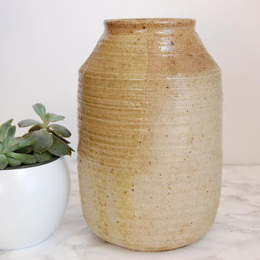 Vintage Pottery Vase Hand Made Studio Stoneware Vase Boho Decor by PursuingVintage1