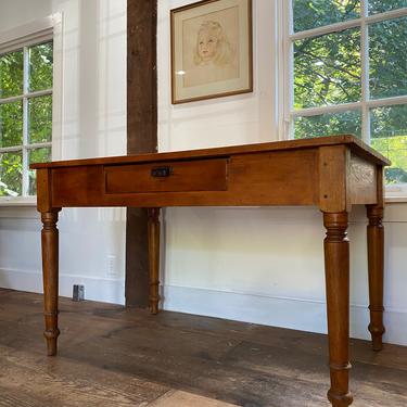 Antique Country Rustic Farmhouse Table Desk with Drawer 