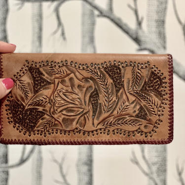 Hand Tooled Leather Wallet | Leather Check Book | Geniune Leather | Handmade | Gifts for Her 