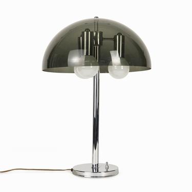 Mid Century Mushroom Lamp Gray Plastic Dome 