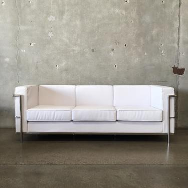 Modern White &amp; Chrome Sofa