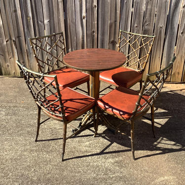 Vintage Kessler / Phyllis Morris style faux bamboo patio / dining set 